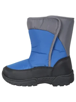 Blauw - Mountain Warehouse Caribou kindersneeuwlaarzen met enkele streep, sherpa voering en aangepaste pasvorm