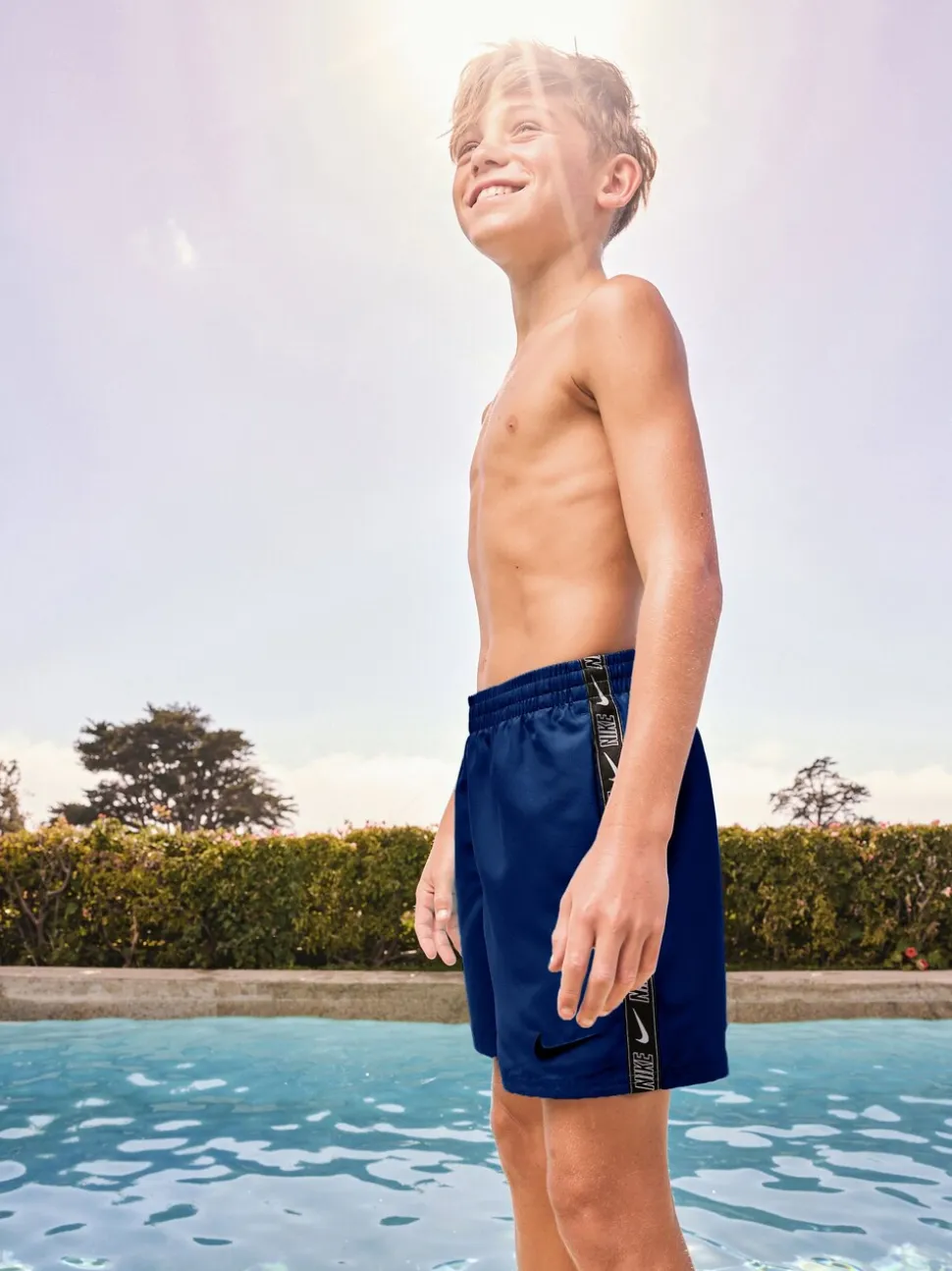 Blauw - Nike Swim Logo Tape 4 Inch Volley Shorts