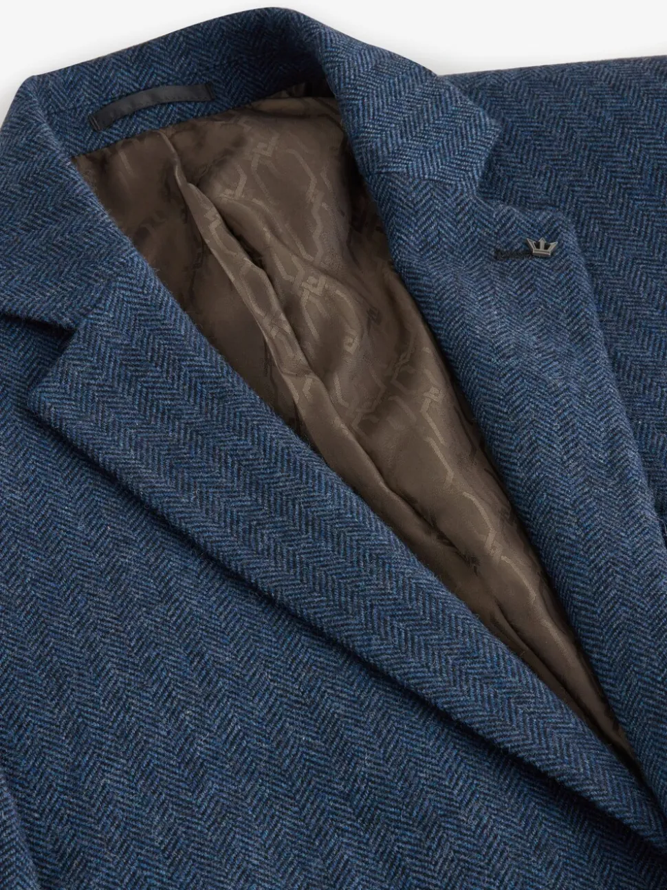 Blauw - Normale Pasvorm - Blazer met visgraatmotief en hoog wolgehalte
