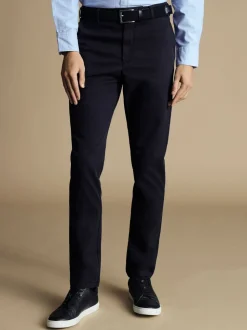 Blauw - Normale Pasvorm - Charles Tyrwhitt - Ultieme strijkvrije Franse slim-fit chino