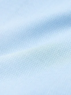 Blauw - Normale Pasvorm - Eenvoudig te strijken slim fit overhemd met textuur en dubbele manchetten