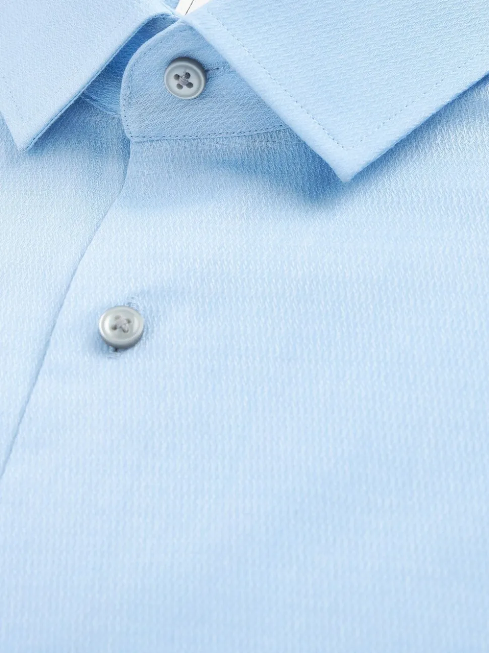 Blauw - Normale Pasvorm - Eenvoudig te strijken slim fit overhemd met textuur en dubbele manchetten