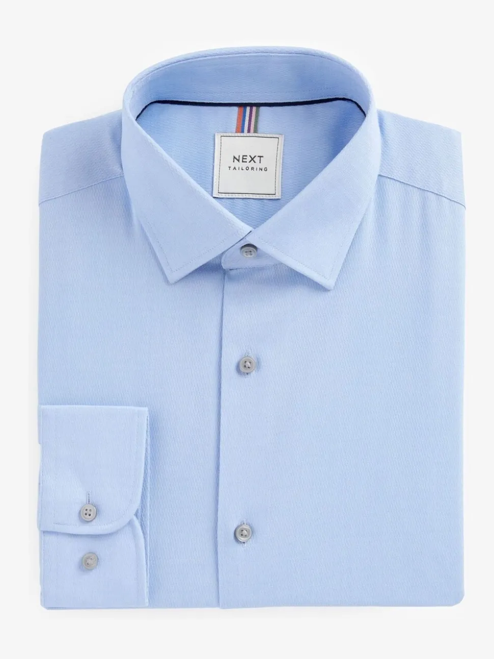 Blauw - Normale Pasvorm - Onderhoudsvriendelijk, getextureerd, slim fit overhemd met enkele manchet