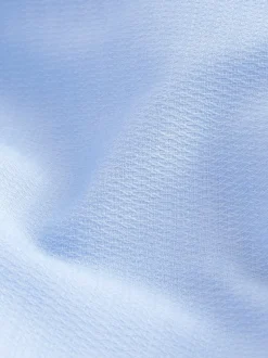 Blauw - Normale Pasvorm - Onderhoudsvriendelijk, getextureerd, slim fit overhemd met enkele manchet