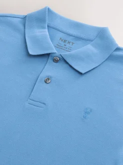 Blauw - Normale Pasvorm - Piqué poloshirt met korte mouwen