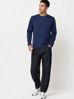 Blauw - Normale Pasvorm - T-shirt met lange mouwen en ronde hals