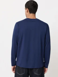 Blauw - Normale Pasvorm - T-shirt met lange mouwen en ronde hals