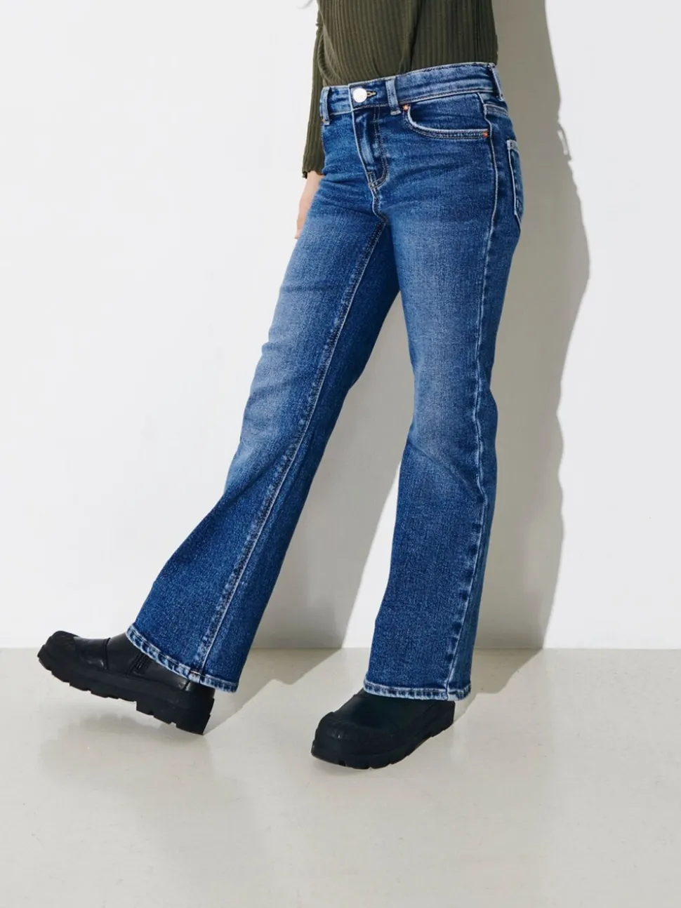 Blauw - Only kinderjeans met wijde pijpen