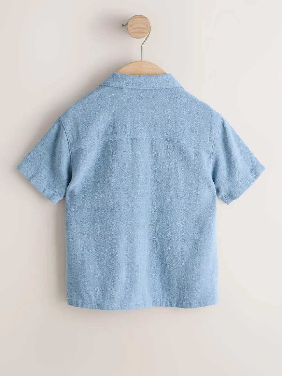 Blauw - Overhemd van linnenmix met korte mouwen en reverskraag (3mnd-7jr)