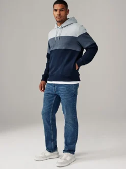 Blauw - Pullover-hoody - Sweatshirt met colourblocking