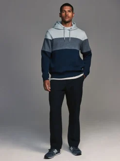 Blauw - Pullover-hoody - Sweatshirt met colourblocking
