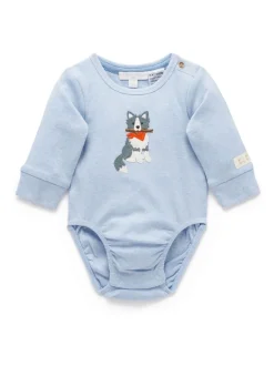 Blauw - Purebaby Appliqué Bodysuit