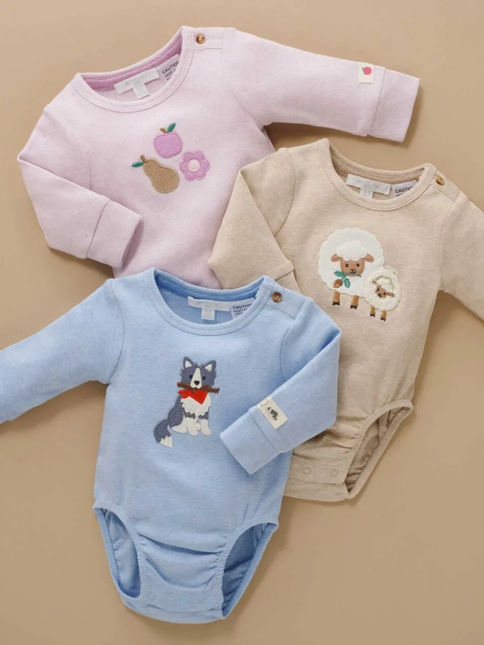 Blauw - Purebaby Appliqué Bodysuit