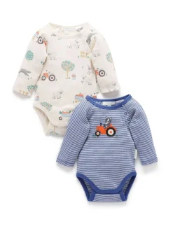 Blauw - Purebaby Bodysuits 2 Pack