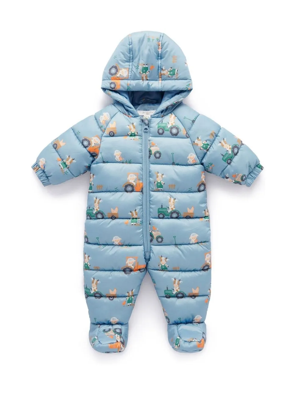 Blauw - Purebaby Showerproof Padded Puffer Pramsuit