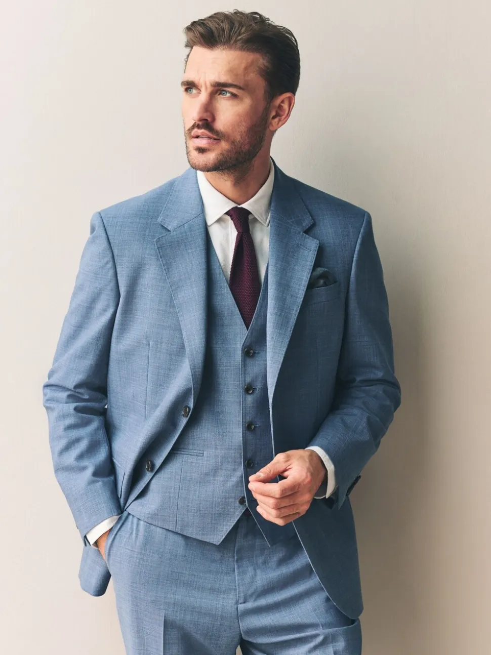 Blauw - Regular Fit Signature Nova Fides 100% Italian Wool Suit Jacket