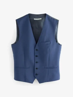 Blauw - Regular Fit Wool Blend Motionflex Waistcoat