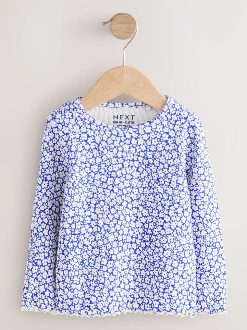Blauw - Rib Long Sleeve Top (3mths-7yrs)