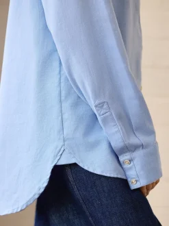 Blauw - Ruimvallend 100% katoenen button-down casual overhemd met lange mouwen