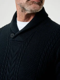 Blauw - Saltwell Cable Knit Shawl Neck Jumper