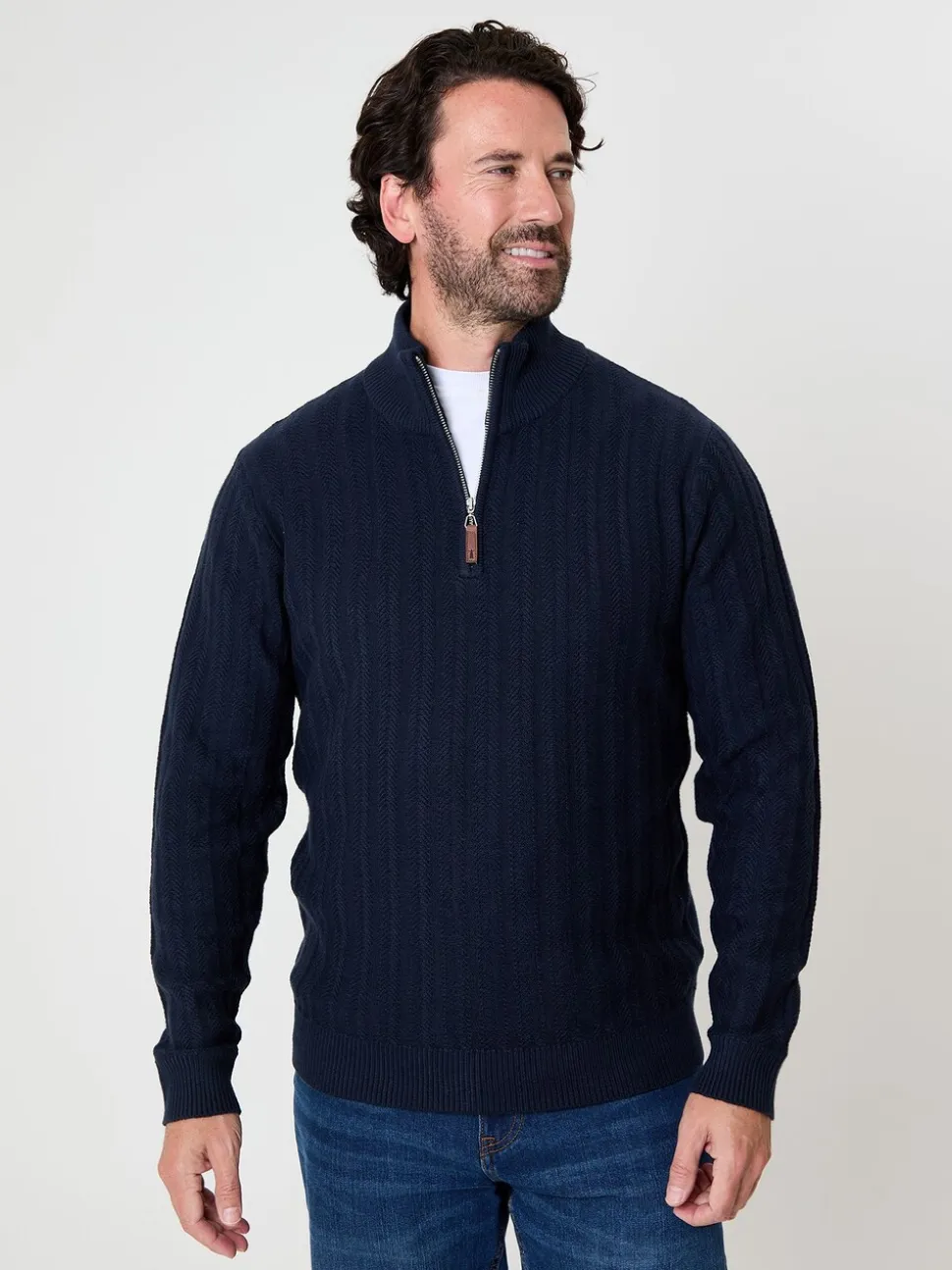 Blauw - Saltwell Mini Cable Knit Quarter Zip Jumper