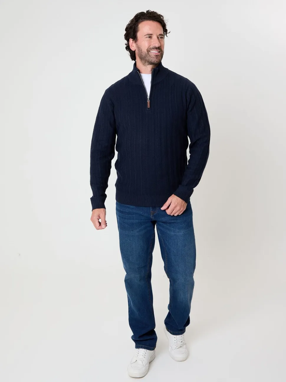 Blauw - Saltwell Mini Cable Knit Quarter Zip Jumper
