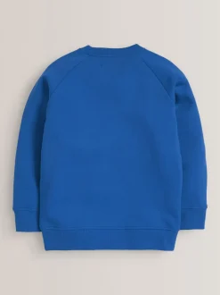 Blauw - Schoolsweater met ronde hals (3-16jr)