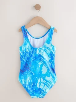 Blauw - Scoop Neck Swimsuit (3-16yrs)