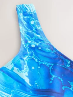 Blauw - Scoop Neck Swimsuit (3-16yrs)