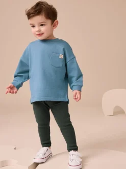Blauw - Set met top met lange mouwen en legging (3 mnd-7 jr)