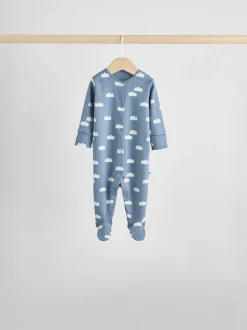 Blauw - Set van 7 Baby Popper-slaappakjes (0mnd-2jr)