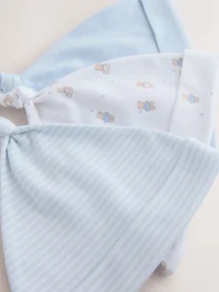 Blauw - Set van 3 babymutsen met gestrikte bovenkant (0-12mnd)