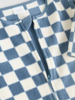 Blauw - Set van 2 baby-onesies van microfleece met tweewegrits
