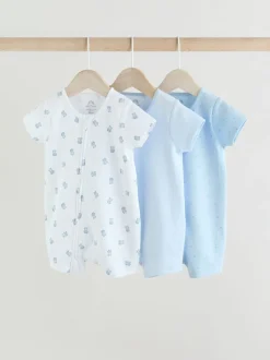 Blauw - Set van 3 babyrompertjes met rits (0 mnd-3 jr)