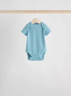Blauw - Set van 5 babyrompertjes met korte mouwen