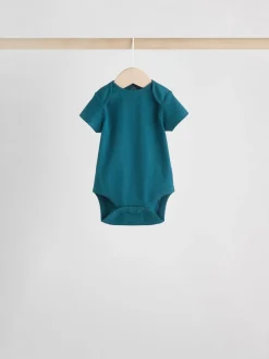 Blauw - Set van 5 babyrompertjes met korte mouwen