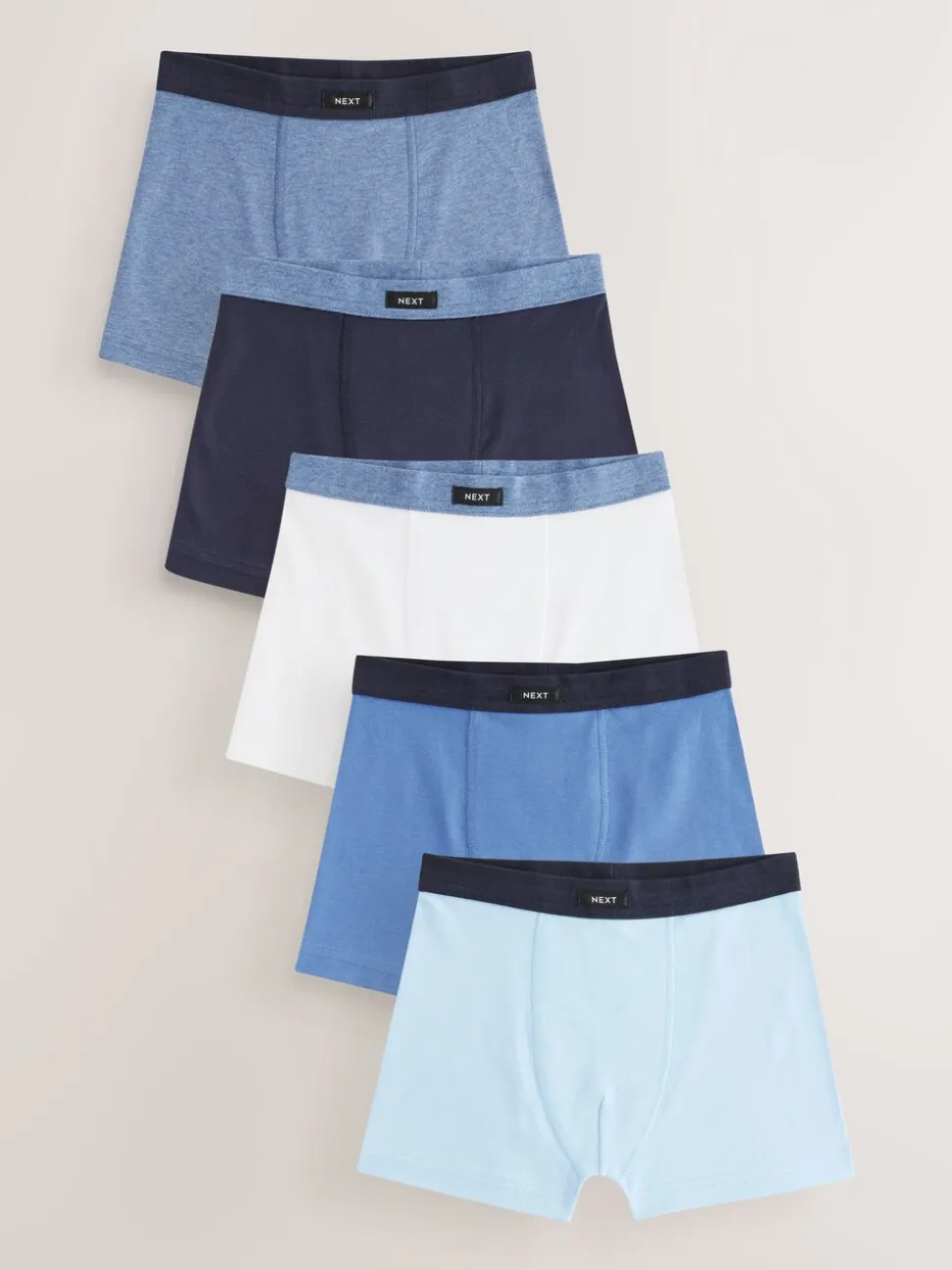 Blauw - Set van 5 boxershorts met zachte tailleband (1,5-16 jr)