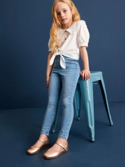 Blauw - Set van 2 jeggings met elastische taille (3-16 jr)