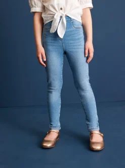 Blauw - Set van 2 jeggings met elastische taille (3-16 jr)