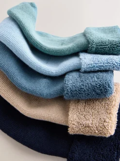 Blauw - Set van 5 paar Baby Handdoeken Sokken (0mnd-2jr)