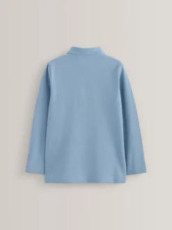 Blauw - Set van 2 poloshirts met lange mouwen (3-16jaar)