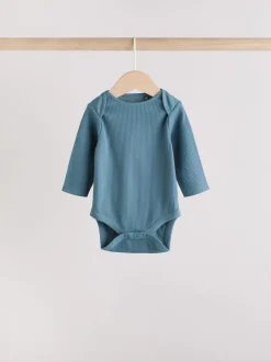 Blauw - Set van 5 rompers met lange mouwen
