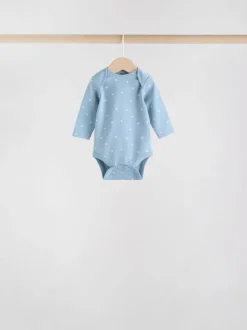 Blauw - Set van 5 rompers met lange mouwen