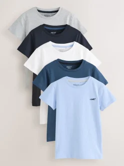 Blauw - Set van 5 T-shirts met korte mouwen (3mnd-7jr)