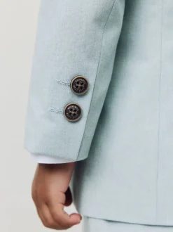 Blauw - Set van blazer, overhemd, broek en vlinderstrik (3mnd -9jr)