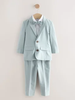 Blauw - Set van blazer, overhemd, broek en vlinderstrik (3mnd -9jr)