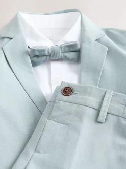 Blauw - Set van blazer, overhemd, broek en vlinderstrik (3mnd -9jr)