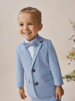 Blauw - Set van blazer, overhemd, broek en vlinderstrik (3mnd -9jr)