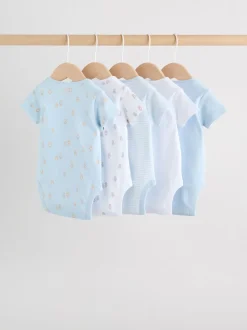 Blauw - Short Sleeve Baby Bear Bodysuit