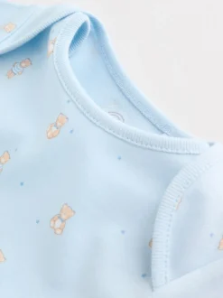 Blauw - Short Sleeve Baby Bear Bodysuit